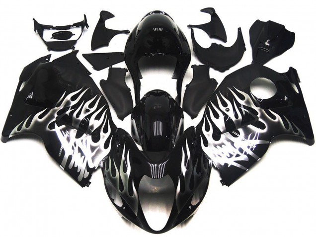 Schwarz Glänzend Mit Silber Flame 1997-2007 GSXR 1300 Motorrad Verkleidungen