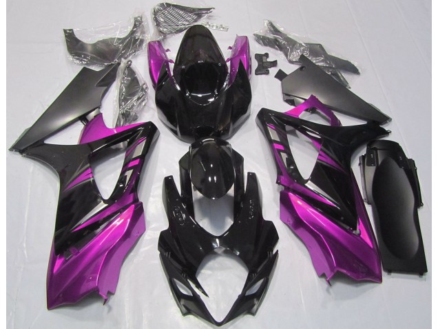 Schwarz Glänzend & Pink 2007-2008 GSXR 1000 Motorrad Verkleidungen