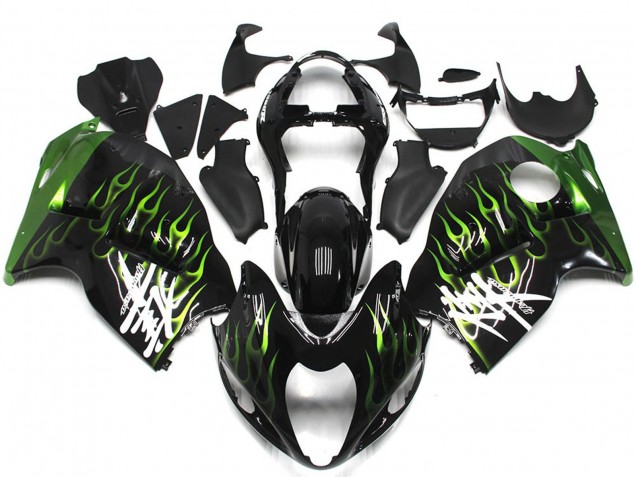 Schwarz Mit Dunkelgrün Flamme 1997-2007 GSXR 1300 Motorrad Verkleidungen