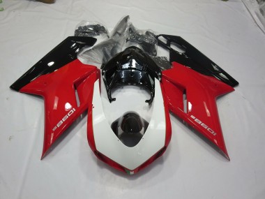 Schwarz Rot & Weiß 99 2007-2014 Ducati 848 1098 1198 Motorrad Verkleidungen
