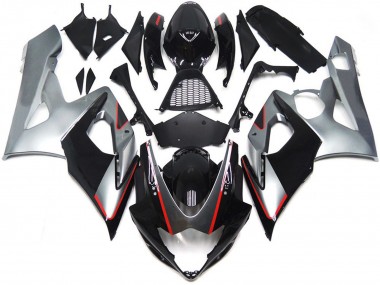 Schwarz & Silber Glänzend Mit Rot 2005-2006 GSXR 1000 Motorrad Verkleidungen