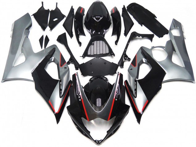 Schwarz & Silber Glänzend Mit Rot 2005-2006 GSXR 1000 Motorrad Verkleidungen