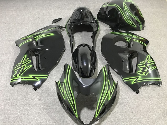 Schwarzer & Grüner Blitz 1997-2007 GSXR 1300 Motorrad Verkleidungen
