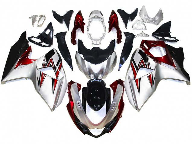 Silber Mit Roten Akzenten 2009-2016 GSXR 1000 Motorrad Verkleidungen