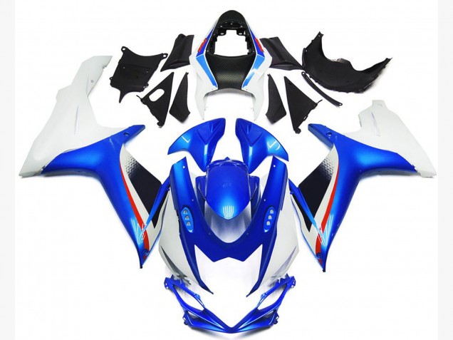 Tiefes Blau & Glänzender Weißstil 2011-2024 GSXR 600-750 Motorrad Verkleidungen