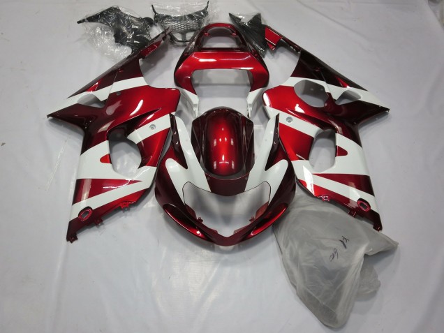 Tiefrot & Weiß 2000-2002 GSXR 1000 Motorrad Verkleidungen